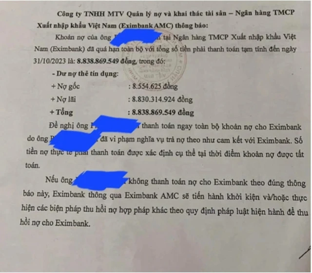 Vụ xài thẻ tín dụng 8,5 triệu đồng, “ôm” nợ 8,8 tỷ đồng: Con số 8,8 tỷ đồng ở đâu ra?